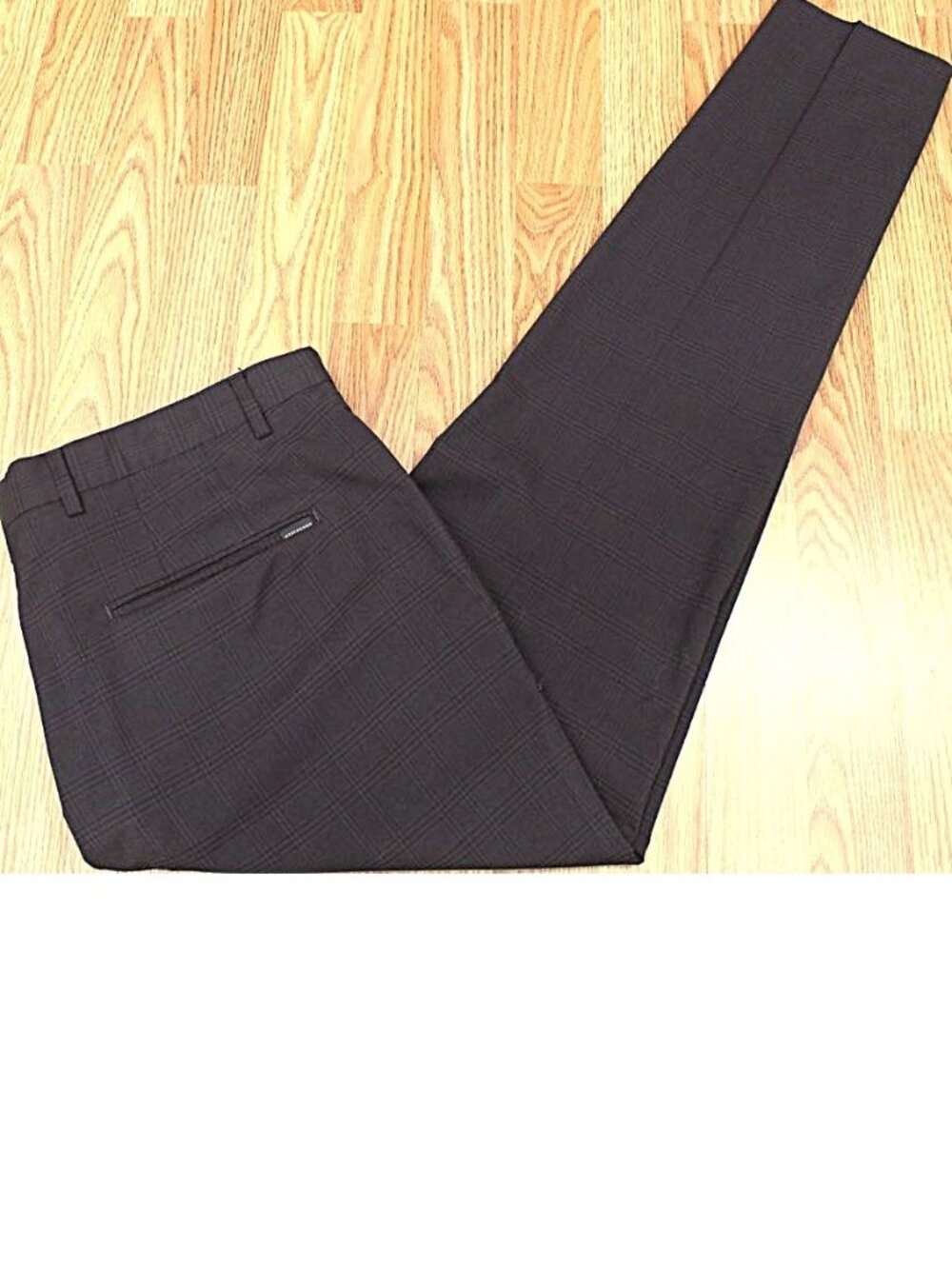 38x34 SCOTCH AND SODA MOTT TAPERED FIT POLY/SPANDEX PANTS BROWN PLAID